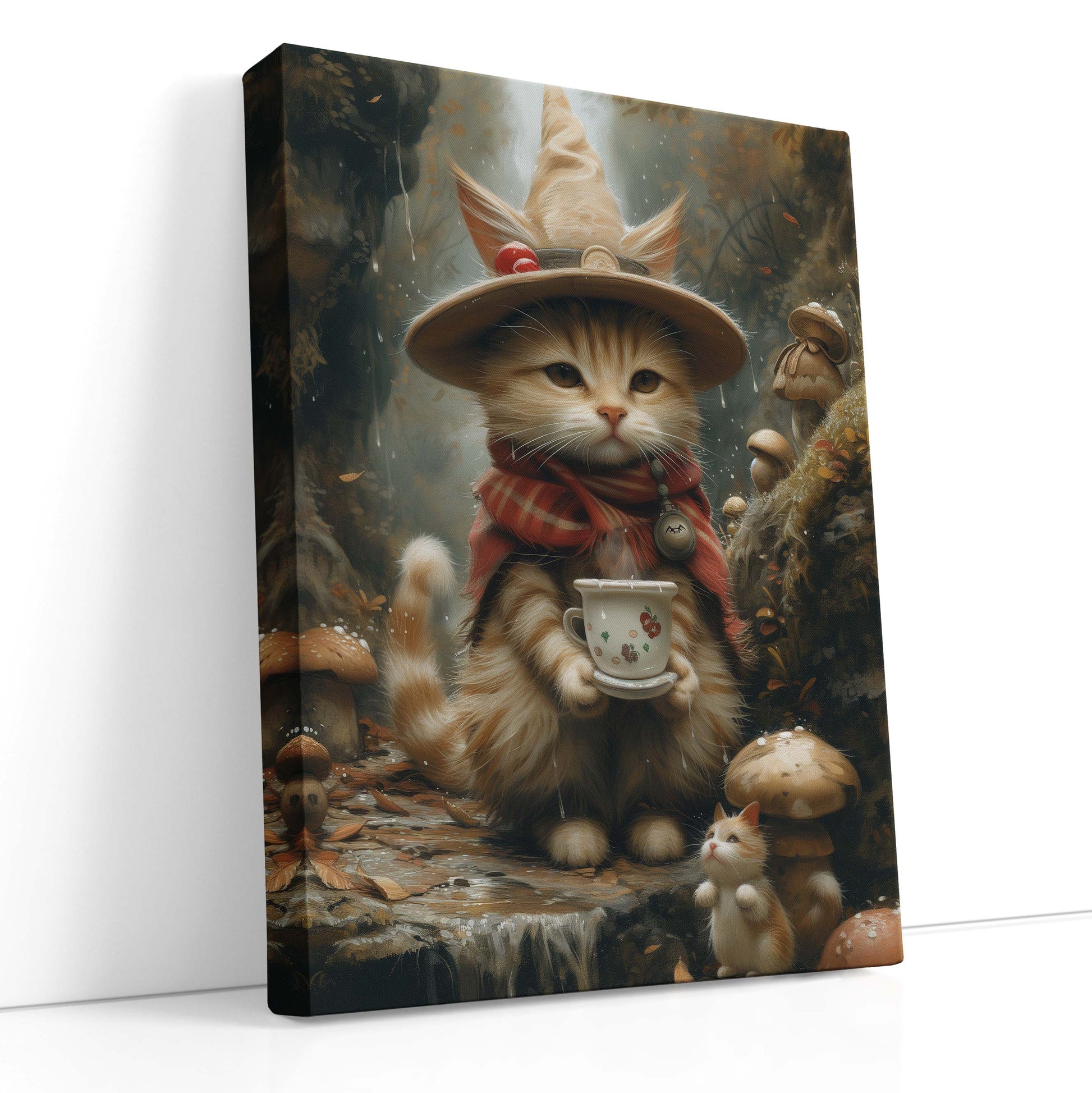 Kitten and Mushroom Wall Art