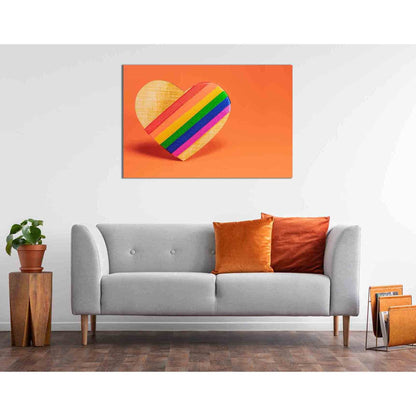 Wooden heart with LGBT rainbow №2152 Ready to Hang Canvas PrintCanvas art arrives ready to hang, with hanging accessories included and no additional framing required. Every canvas print is hand-crafted, made on-demand at our workshop and expertly stretche