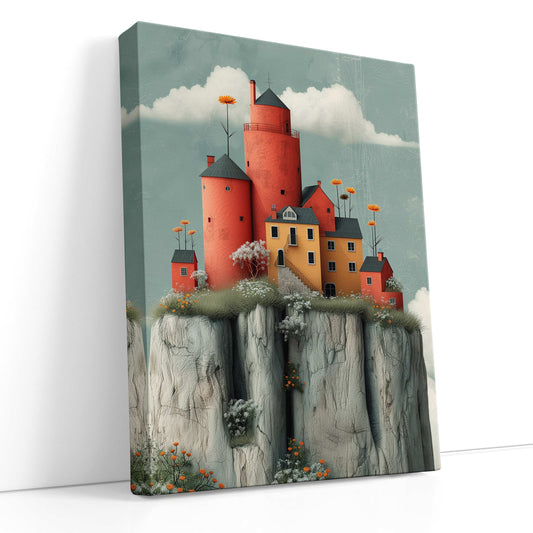 Fantasy Cliffside Fortress Canvas Print
