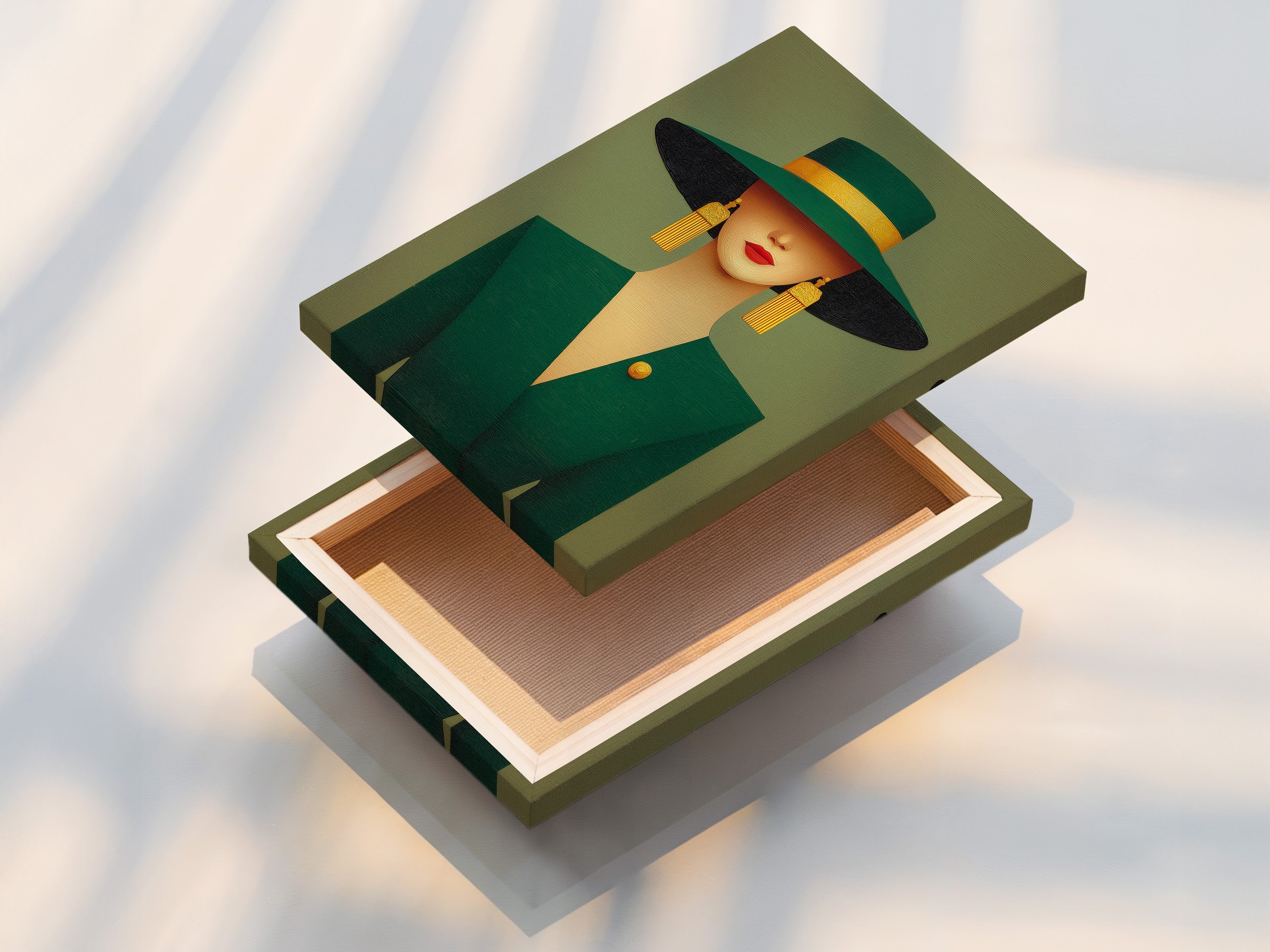 Close up of a stretched canvas print. The canvas texture enhances the artwork. This method provides a gallery-worthy appearance. The stretched canvas is ready to hang. Perfect for displaying your favorite art.