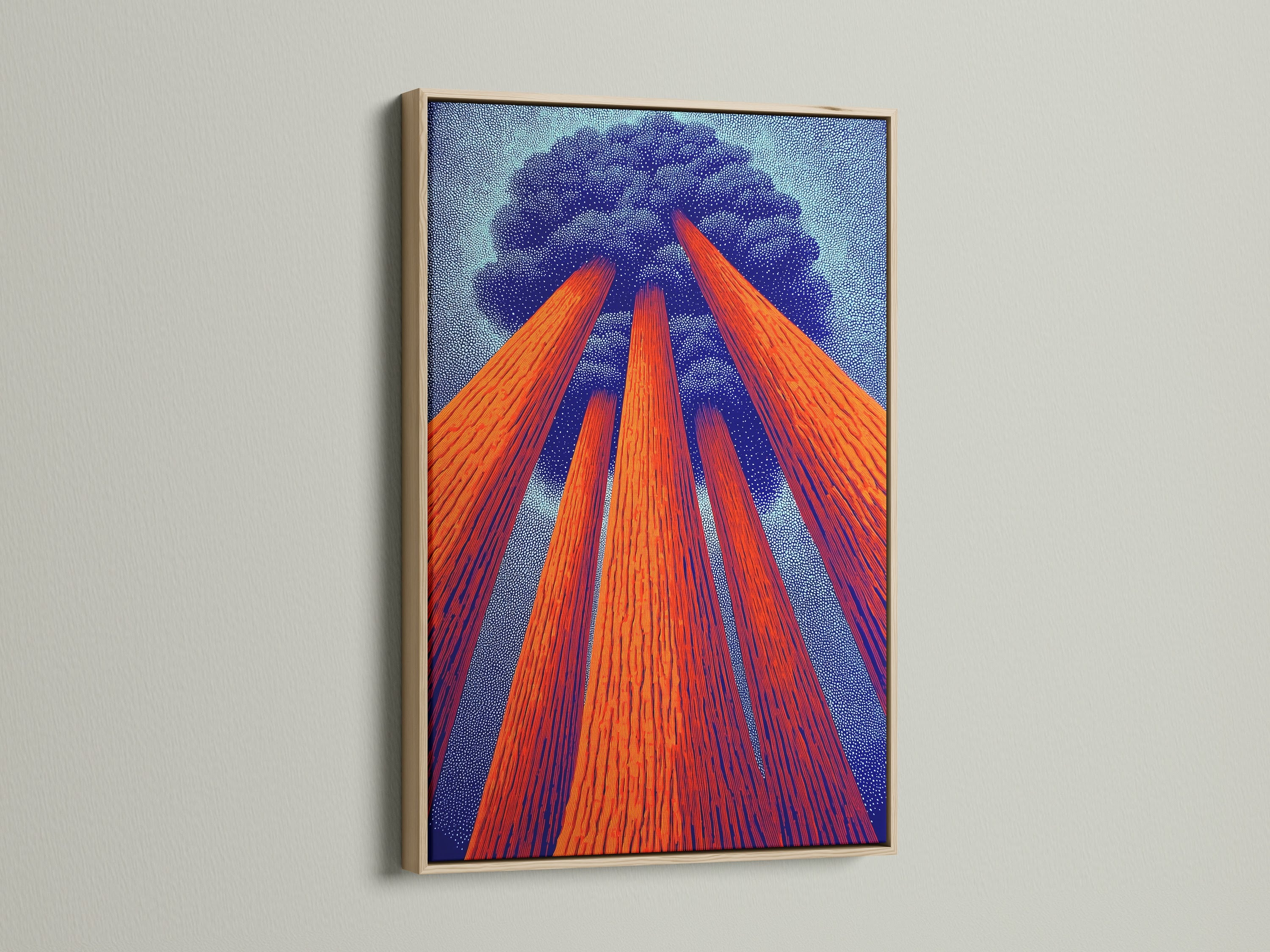 Sequoia art showcased in an oak frame. This redwood forest artwork transforms any space with a touch of nature. Earth tone decor complements modern interiors. A tree canvas print that brings california trees indoors. A great nature lover gift.