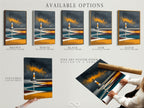 Available options for Lighthouse coastal art. Choose from a stretched canvas print fine art poster paper or a floating frame. Find the perfect style for your modern wall art. Personalize your abstract nautical artwork for any space.
