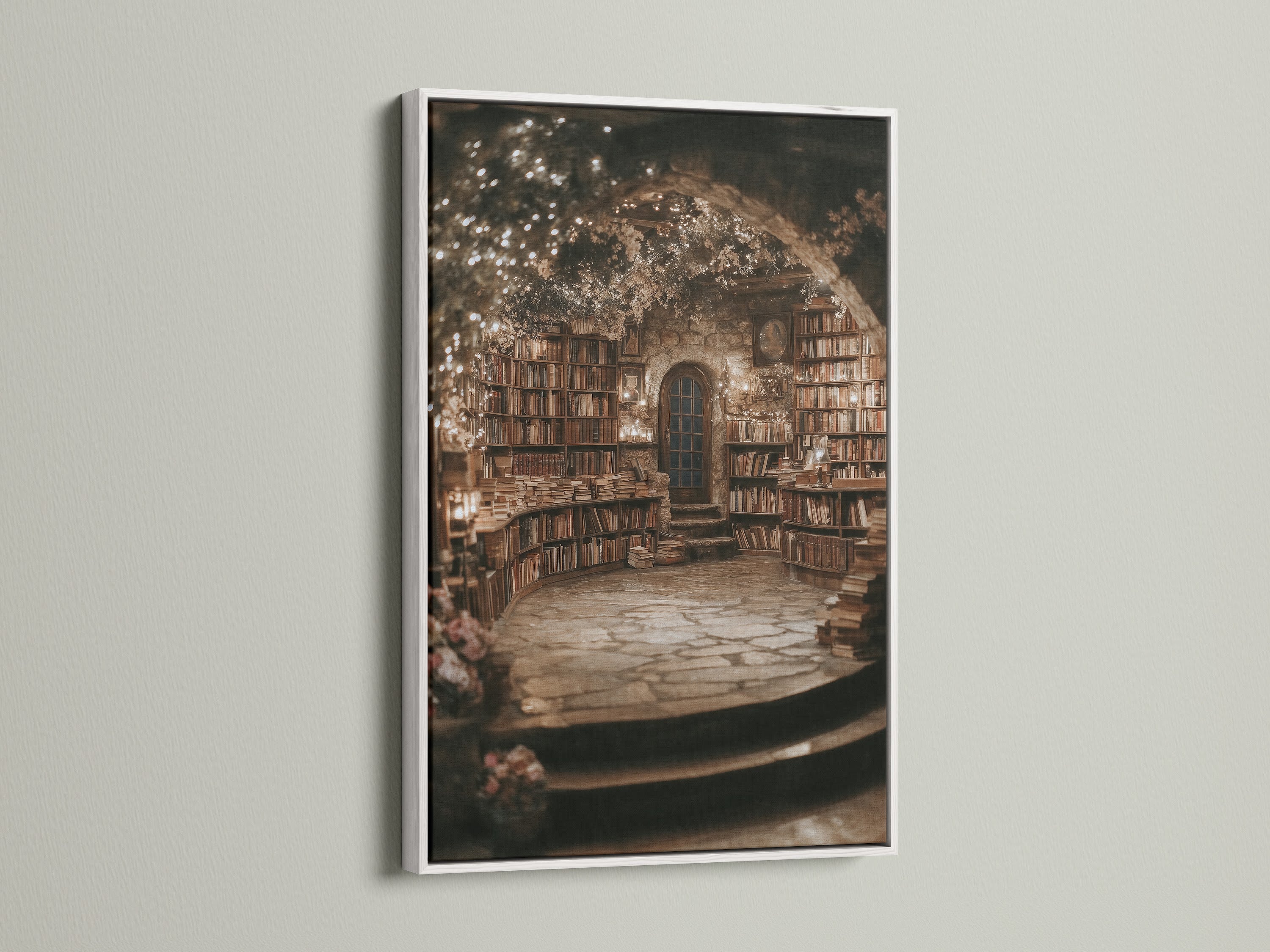 Close‑up detail of vintage library print