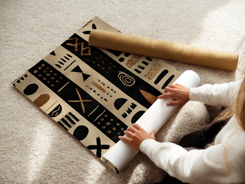 A woman is rolling a fine art poster paper. The paper is white and smooth. She is carefully handling the paper. The poster paper is high quality. This paper is perfect for printing fine art. It ensures the artwork looks its best.