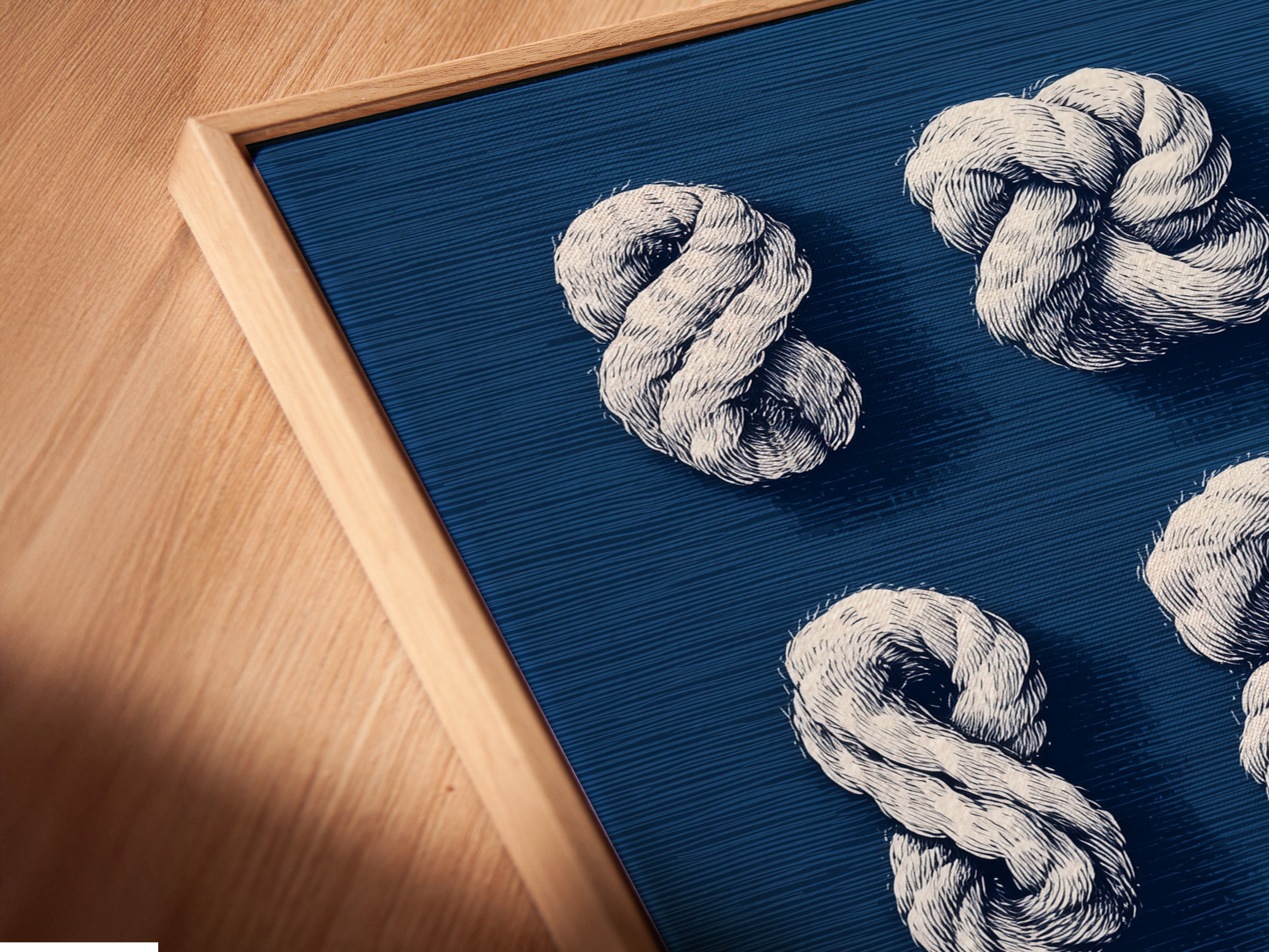 Nautical Rope Knots Canvas Print - Navy Blue Coastal Wall Art, Maritime Decor for Beach House Living Room