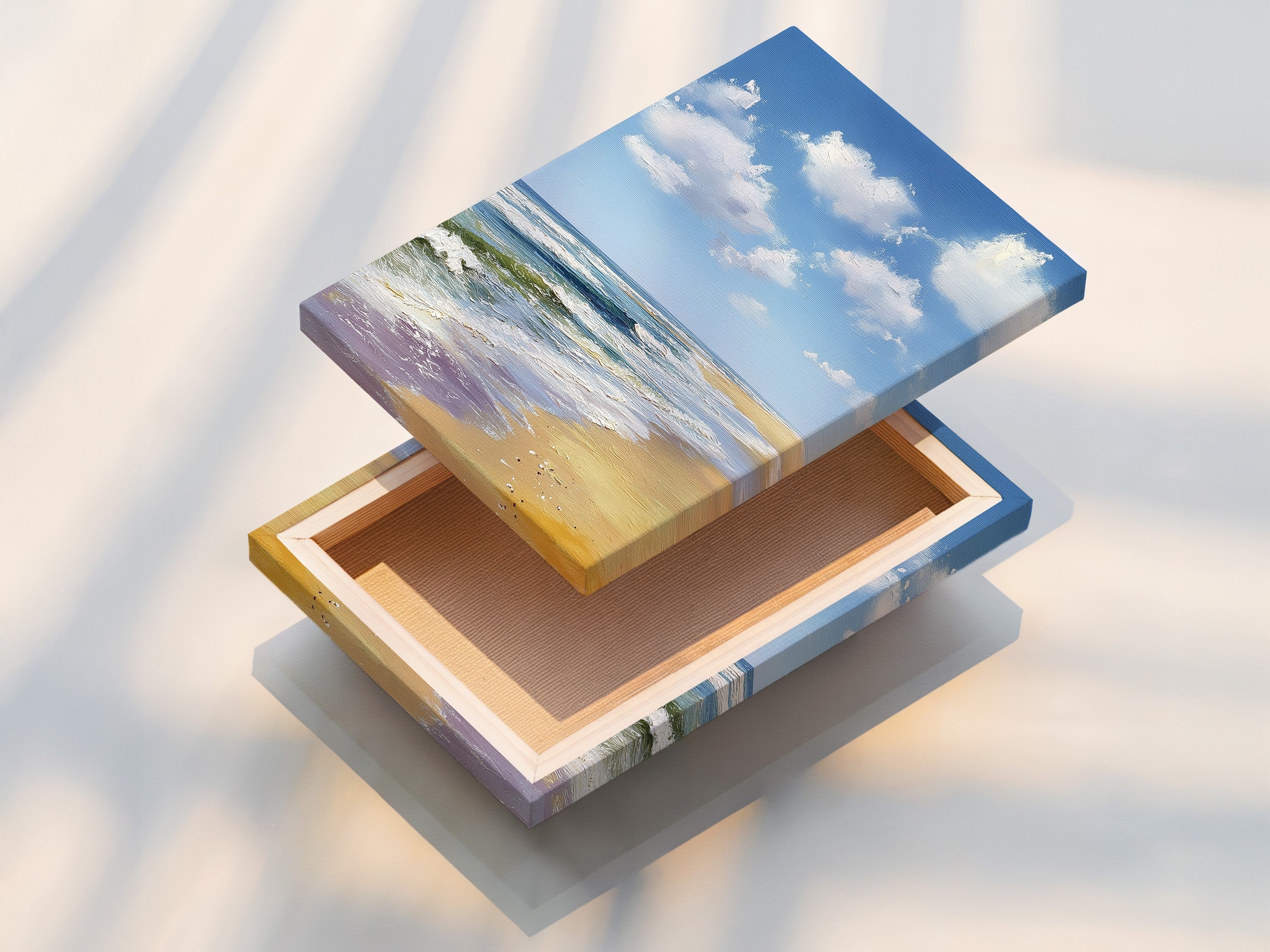 A high-quality stretched canvas print is shown. The canvas print is stretched to perfection. It is ready to hang. The texture of the canvas adds depth. It enhances the artwork's visual appeal.