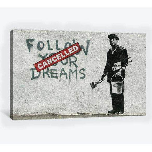 Banksy follow your dreams - Canvas printCanvas art arrives ready to hang, with hanging accessories included and no additional framing required. Every canvas print is hand-crafted, made on-demand at our workshop and expertly stretched around 100% North Ame