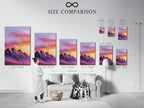 Purple Mountain Canvas Print - Sunset Landscape Wall Art, Majestic Peak Artwork for Bedroom Decor