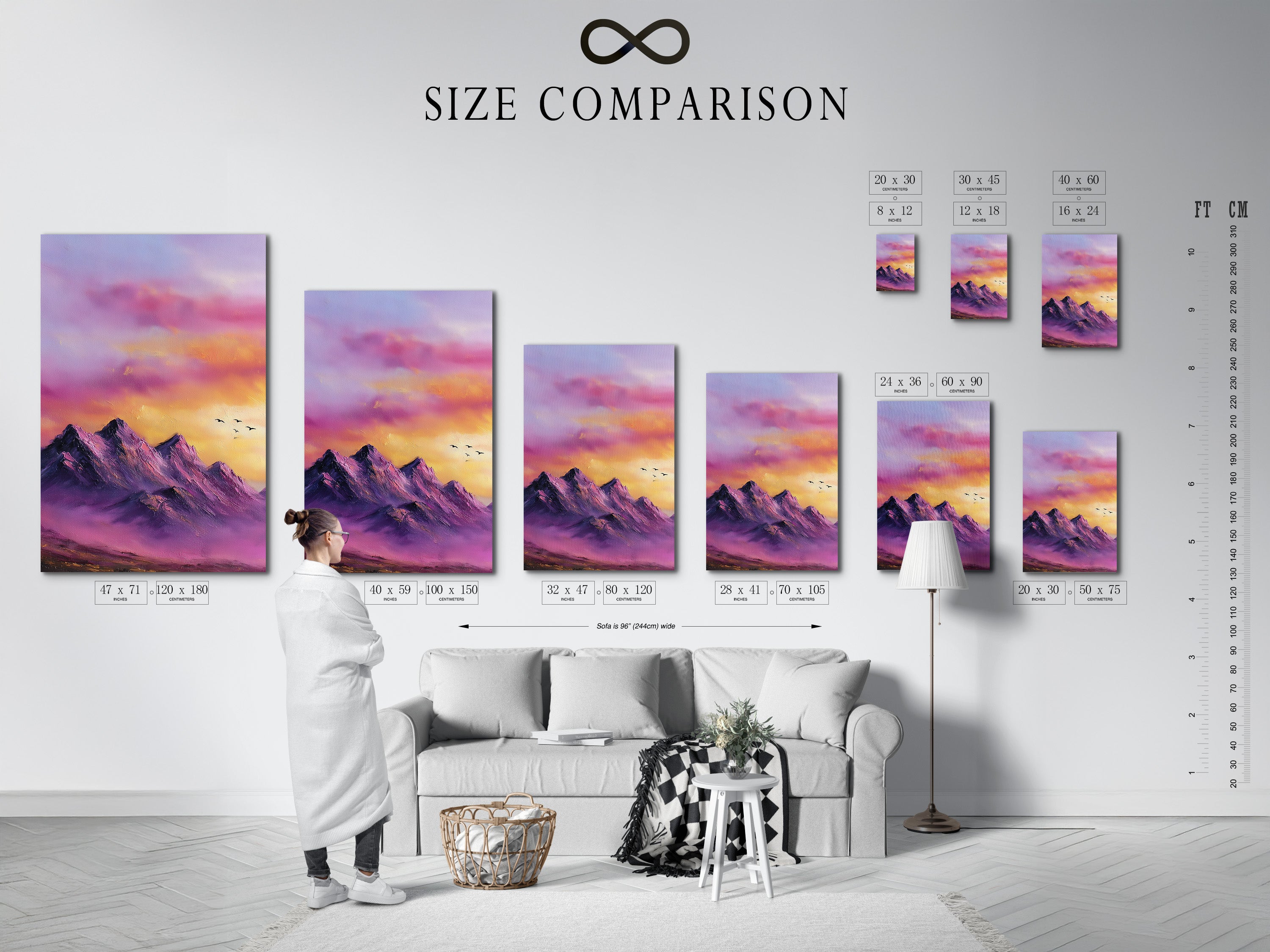 Purple Mountain Canvas Print - Sunset Landscape Wall Art, Majestic Peak Artwork for Bedroom Decor