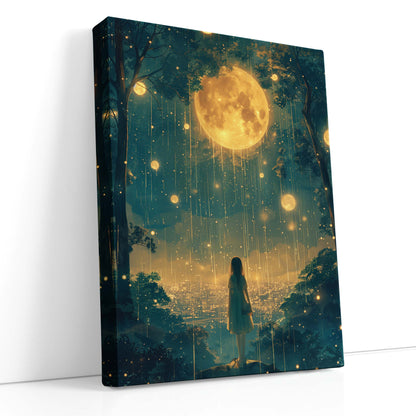 Luminous Moon Over City Canvas Print