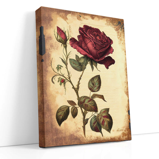 Traditional Rose with Ornate Design Canvas Print