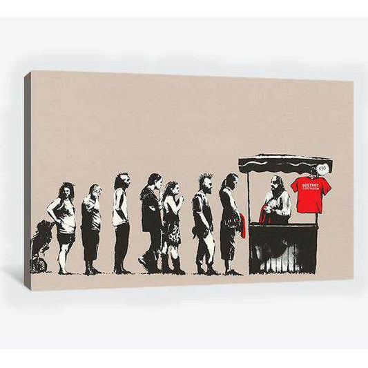 Banksy festival destroy capitalism - Canvas printCanvas art arrives ready to hang, with hanging accessories included and no additional framing required. Every canvas print is hand-crafted, made on-demand at our workshop and expertly stretched around 100%