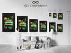 This size comparison chart helps you visualize the art in your space. See how different sizes fit in a room. Compare dimensions for stretched canvas prints and framed art. Find the perfect size for your artwork. Make confident art buying decisions.