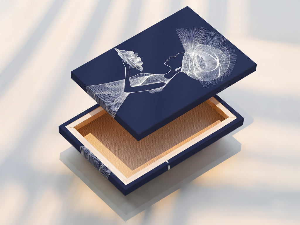 This is a stretched canvas print. The artwork is taut and ready to hang. The canvas texture enhances the art's visual impact. This print style offers a gallery-quality look. Perfect for adding sophistication to any space. The stretched canvas ensures durability.