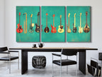 Gitaar wanddecoratie, muziekinstrumenten canvas print, gitaarcollectie kunstprint, cadeau voor muzikant, gitaarstudio decoratie, muziekkamer wanddecoratie