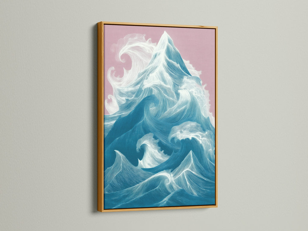Ocean Wave art in a Gold Frame. This elegant piece is perfect for creating a luxurious coastal ambiance. The gold frame enhances the artwork's beauty. It is stunning as bathroom wall art or powder room decor.