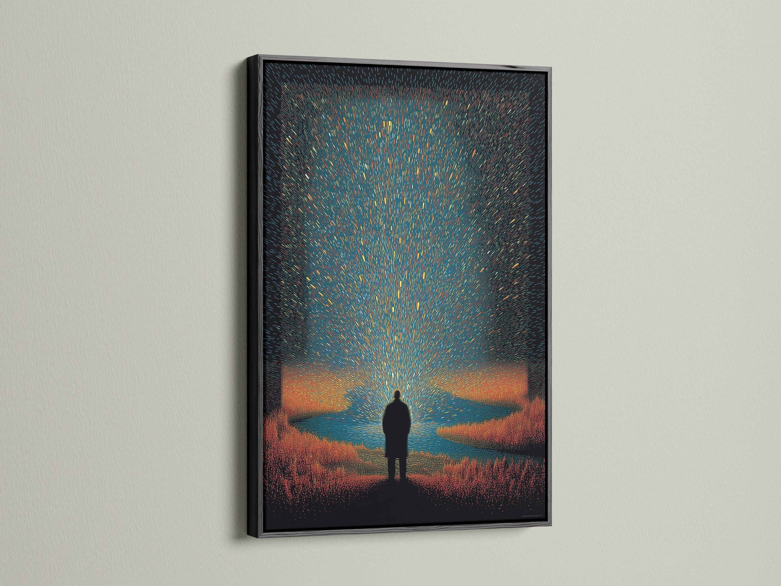 Black frame art option. This framed art is a great addition to any home. A black frame brings a classic touch. See all frame options available like brown oak white and gold frame artwork.