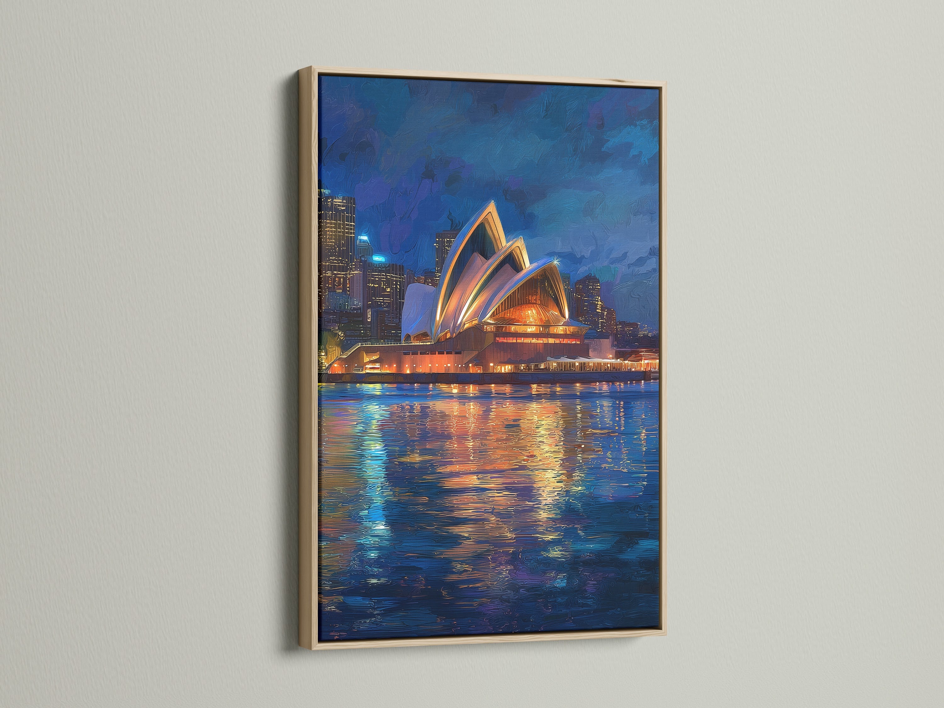 See a captivating oak frame enhancing a piece of artwork. The natural wood grain adds warmth and sophistication. Perfect for any artwork or decor style. This frame provides a timeless look to your space