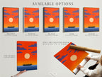 Available options for the Sunset Boat artwork. Choose from a stretched canvas print a fine art poster paper or a floating frame. Customize your artwork to match your style. Explore our options and create your perfect piece.