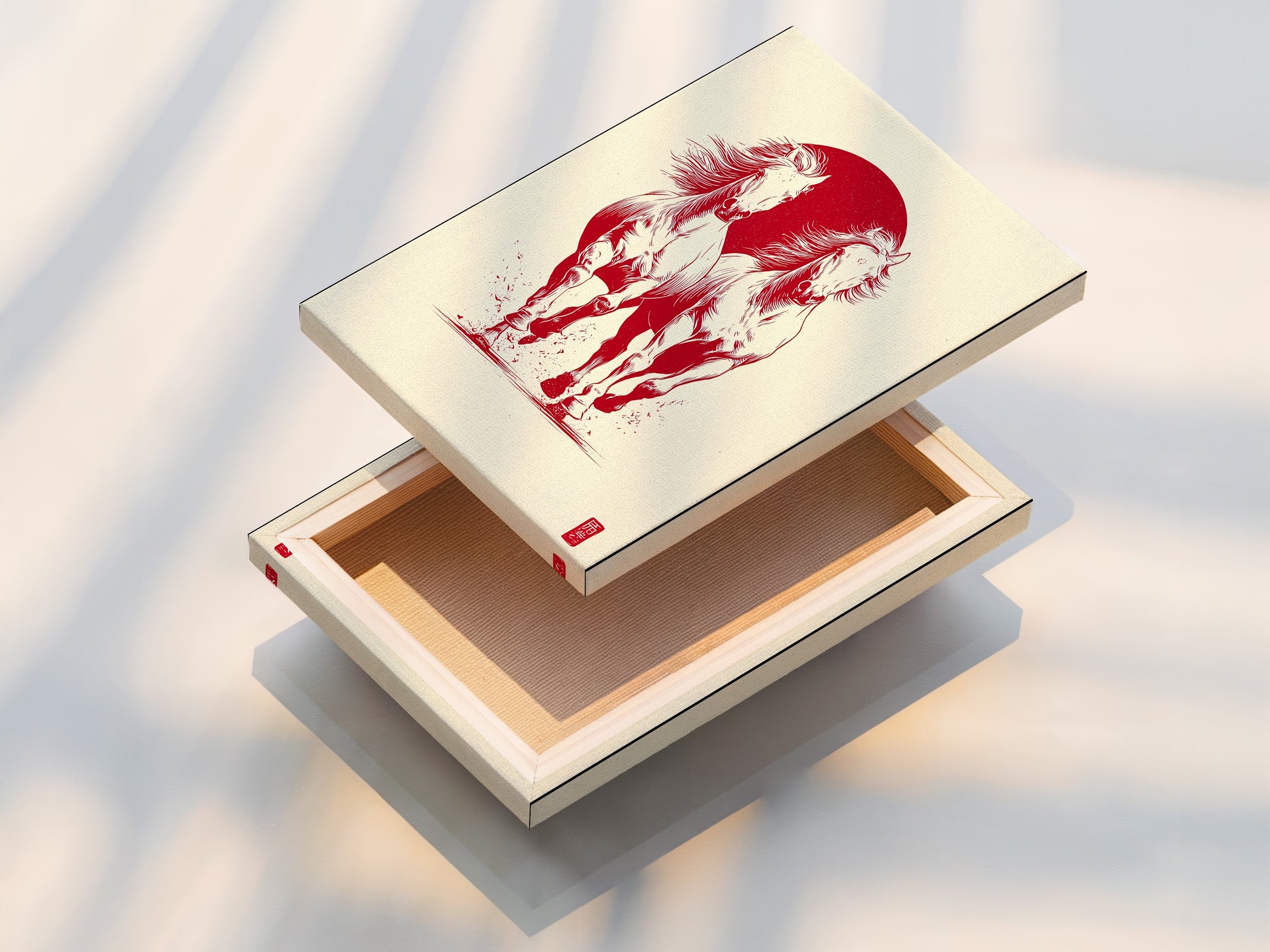 A stretched canvas print is displayed. The stretched canvas provides a gallery-wrapped look. The artwork is ready to hang. It offers a clean and contemporary appearance.