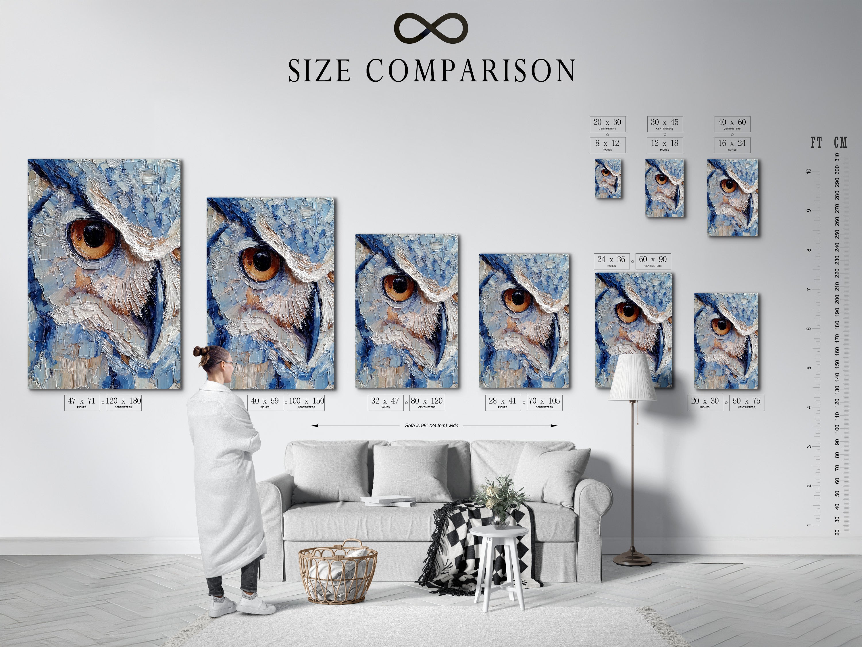 Blue Owl Painting - Original Oil Impasto Art, Bird Wall Decor, Wildlife Canvas, Nature Artwork, Animal Portrait, Home Decor Gift