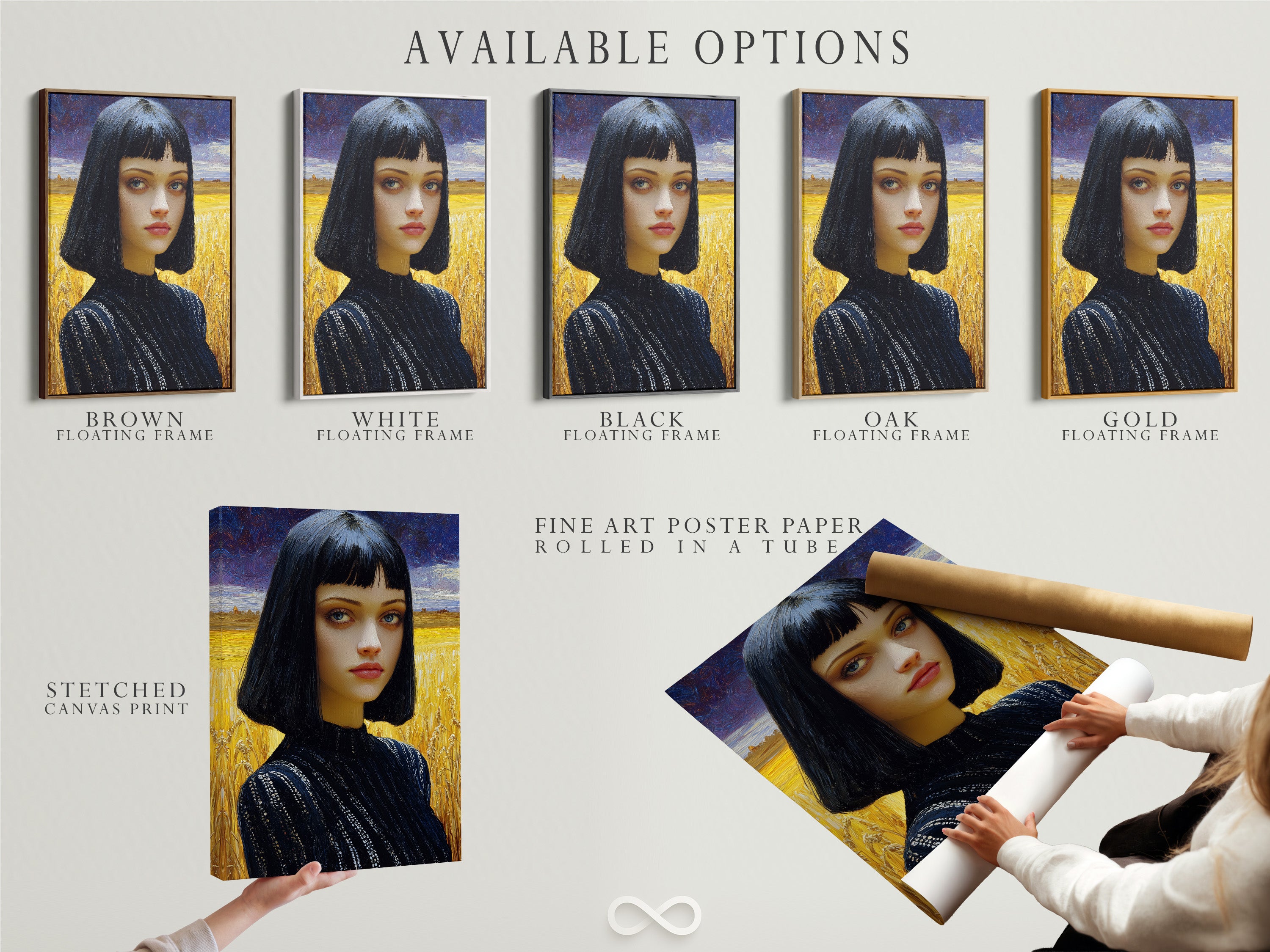 Available options for this gothic portrait art include stretched canvas prints fine art poster paper and floating frames. Choose the perfect style for your dark moody art contemporary woman painting. Modern portrait art to suit your taste.