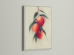 Discover the crisp appeal of a white frame. It beautifully showcases a peach fruit botanical wall art. Ideal for modern kitchen decor and farmhouse style artwork. Its clean lines add sophistication to any space. A perfect addition to your home.