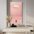 Blush Pink Cloud Wall Art - Minimalist Surreal Print Over the Bed Decor, Peach Abstract Artwork for Bedroom, Dreamy Above Bed Cloud Wall Art