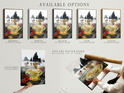 Explore available options for mystical compass artwork. Options include stretched canvas prints fine art poster paper and floating frames. Elevate your nautical wall art today.