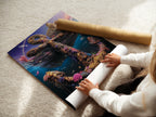 A woman is carefully rolling a fine art poster paper. The paper is high-quality ensuring a smooth and professional finish. Ideal for preserving and displaying your favorite artwork. This fine art paper is perfect for nautical prints and coastal art. Great for ocean artwork.
