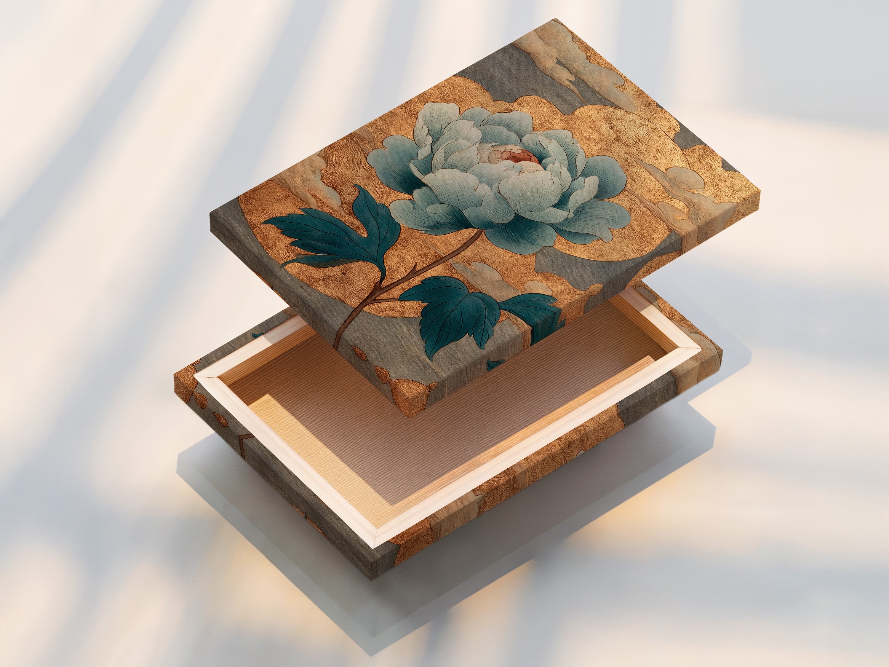 Stretched canvas print featuring a floral artwork. The canvas is tightly stretched over a frame. This print is ready to hang and enjoy. Canvas prints provide a gallery-like look. The stretched canvas enhances the artwork.