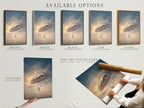 Available options for surreal fantasy art. Choose from a stretched canvas print a fine art poster paper or a floating frame. Each option enhances the artwork's unique qualities. Select the perfect format to match your personal style. Transform your space with this mystical artwork.