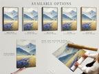 Explore available options for mountain valley canvas art. Choose from stretched canvas prints fine art poster paper or a floating frame. The butterfly landscape offers farmhouse style. Enhance your nature wall decor with these versatile choices. Enjoy the scenic mountain vista and wildflower art. Customize your rustic wall art to fit your country decor.