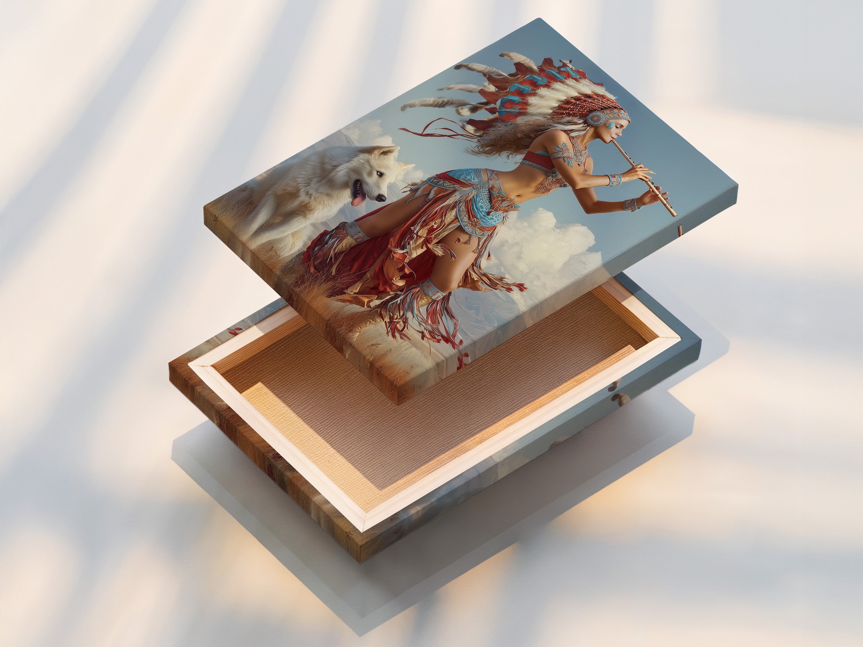 A stretched canvas print is displayed. The canvas texture enhances the artwork's depth and richness. Stretched canvases are ready to hang and enjoy. Ideal for creating a gallery-like feel in your home or office.