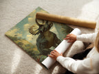 A woman is carefully rolling a fine art poster paper. The paper is of high quality. The art poster paper ensures vibrant colors and sharp details. We take pride in our fine art printing process. Experience the beauty of our art prints.
