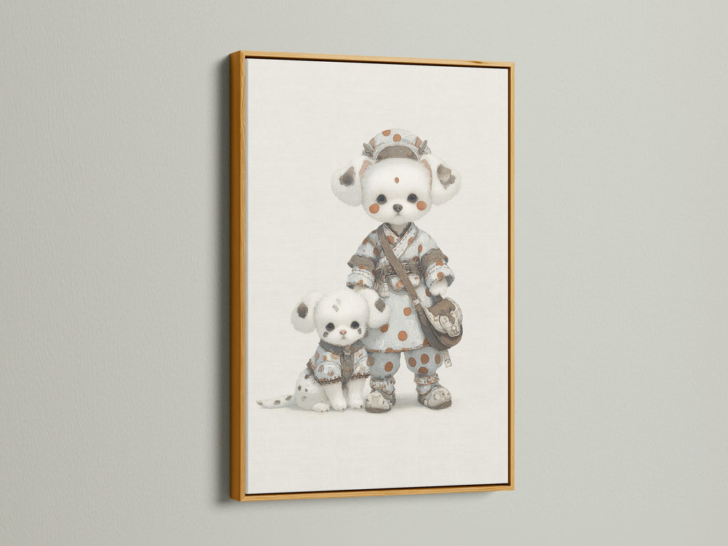 Charming Panda art print in a gold frame. This kawaii animal wall art is ideal for nursery decor. The gold frame adds elegance to the cute animal print. Elevate your baby room with this framed artwork. Perfect for adding a touch of luxury.