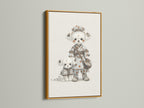 Charming Panda art print in a gold frame. This kawaii animal wall art is ideal for nursery decor. The gold frame adds elegance to the cute animal print. Elevate your baby room with this framed artwork. Perfect for adding a touch of luxury.