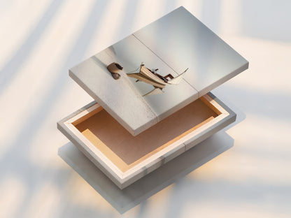 A stretched canvas print ready to hang. This durable canvas brings your coastal artwork to life. The stretched canvas provides a gallery-worthy look. It is perfect for displaying your favorite seascape wall art.