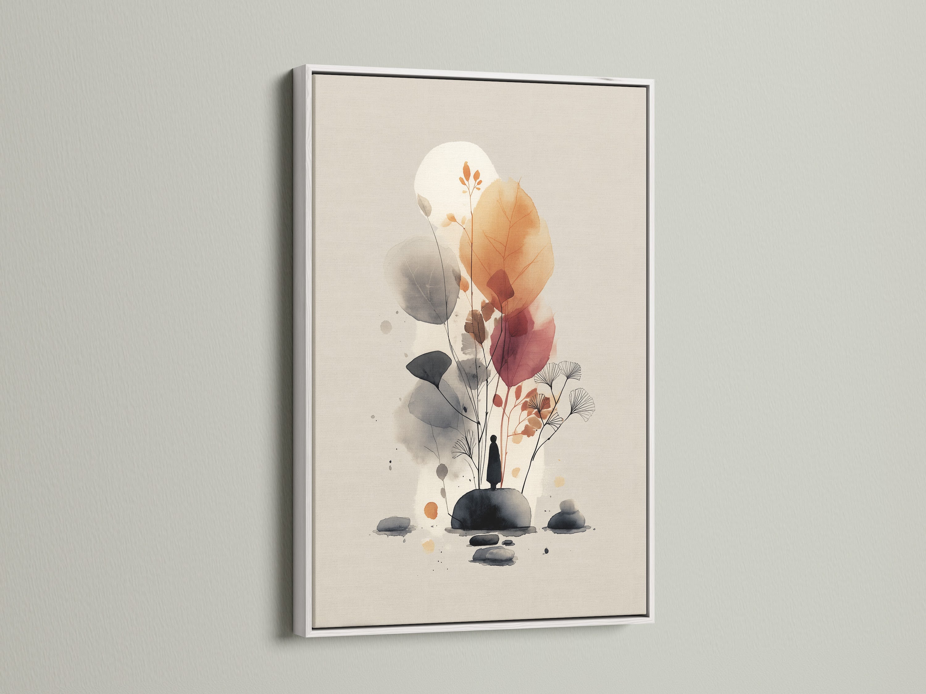 Abstract Botanical Wall Art - Watercolor Floral Print, Modern Minimalist Home Decor, Nature Inspired Artwork, Framed Canvas