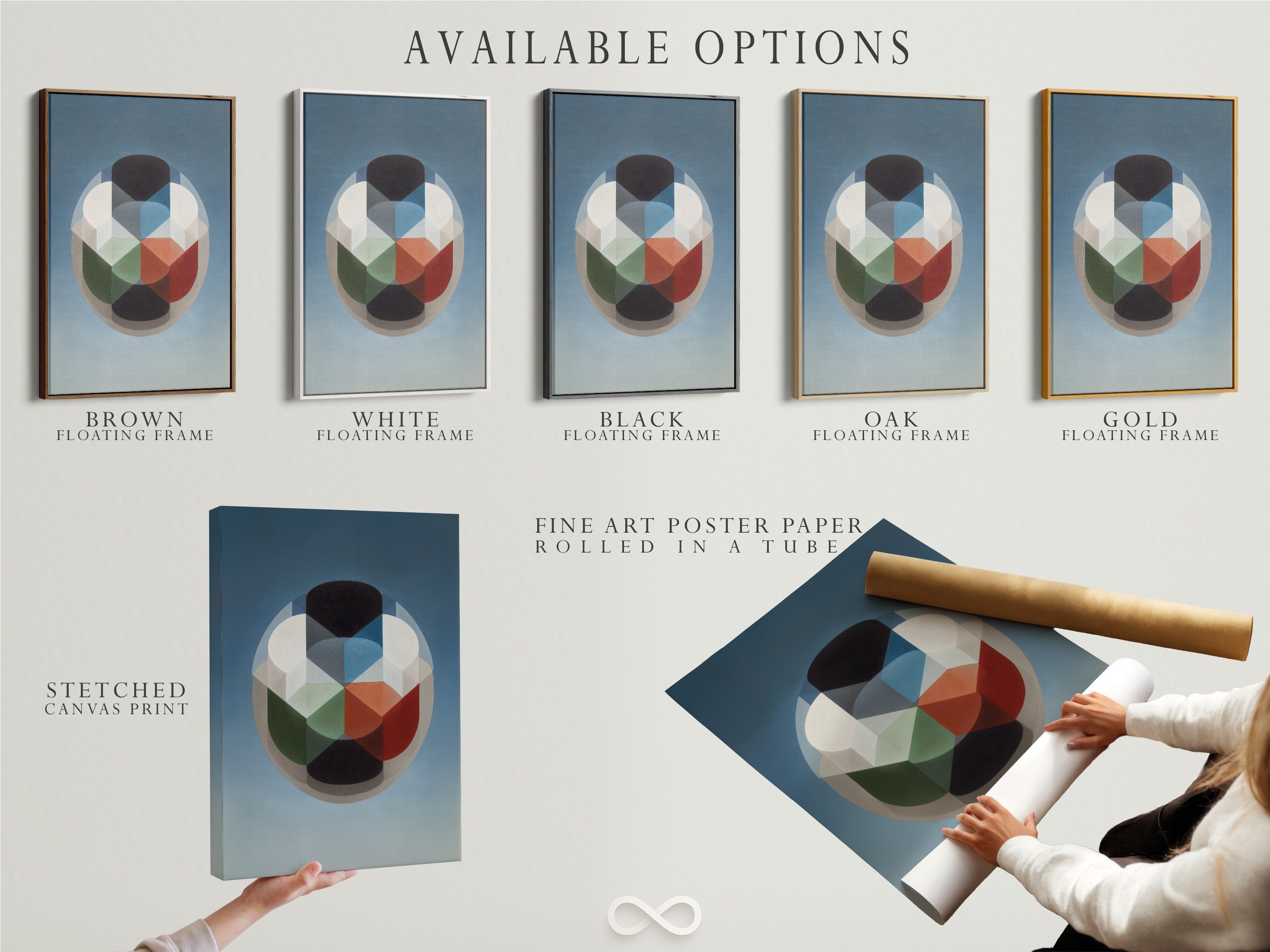 Available options: stretched canvas print fine art poster paper and floating frame. Customize your artwork with our available options. Choose the perfect medium and frame to match your style. Elevate your space with personalized art.