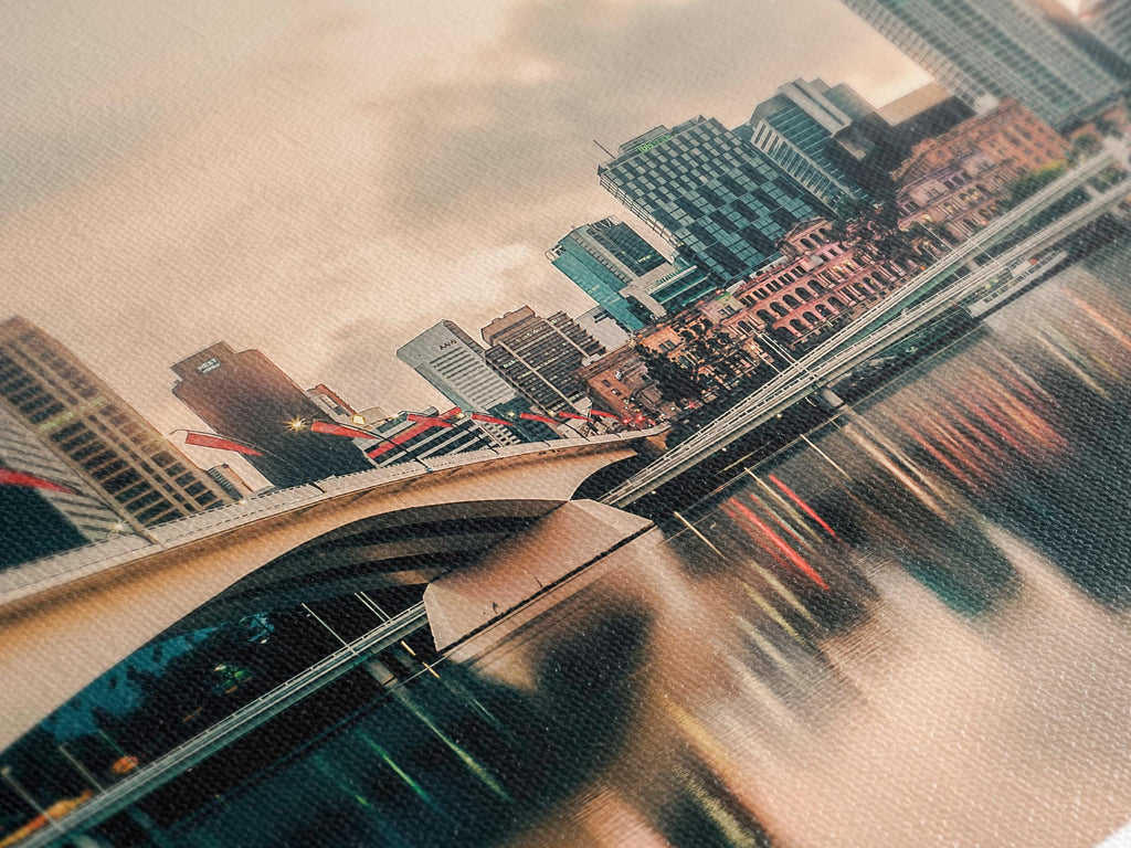 Brisbane Skyline Canvas Print, Large Cityscape Wall Art, Modern Urban Artwork, Sunset River Artwork, Travel Wall Decor for Home or Office