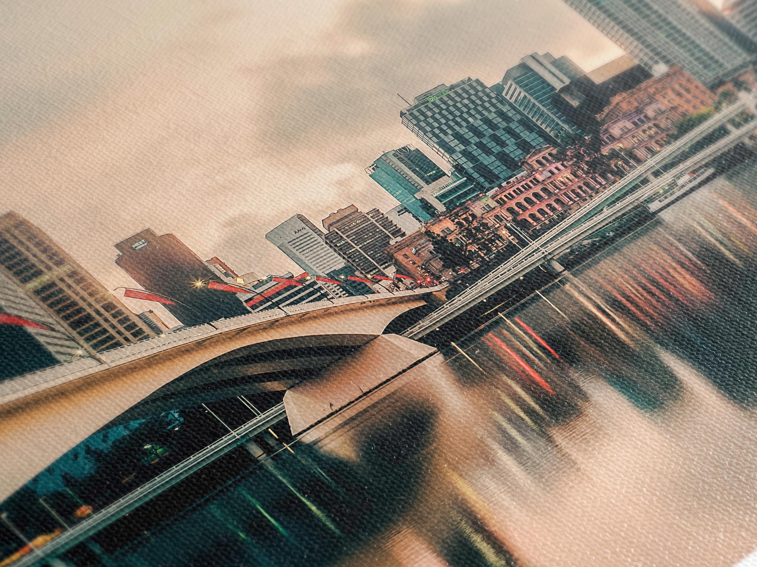 Brisbane Skyline Canvas Print, Large Cityscape Wall Art, Modern Urban Artwork, Sunset River Artwork, Travel Wall Decor for Home or Office