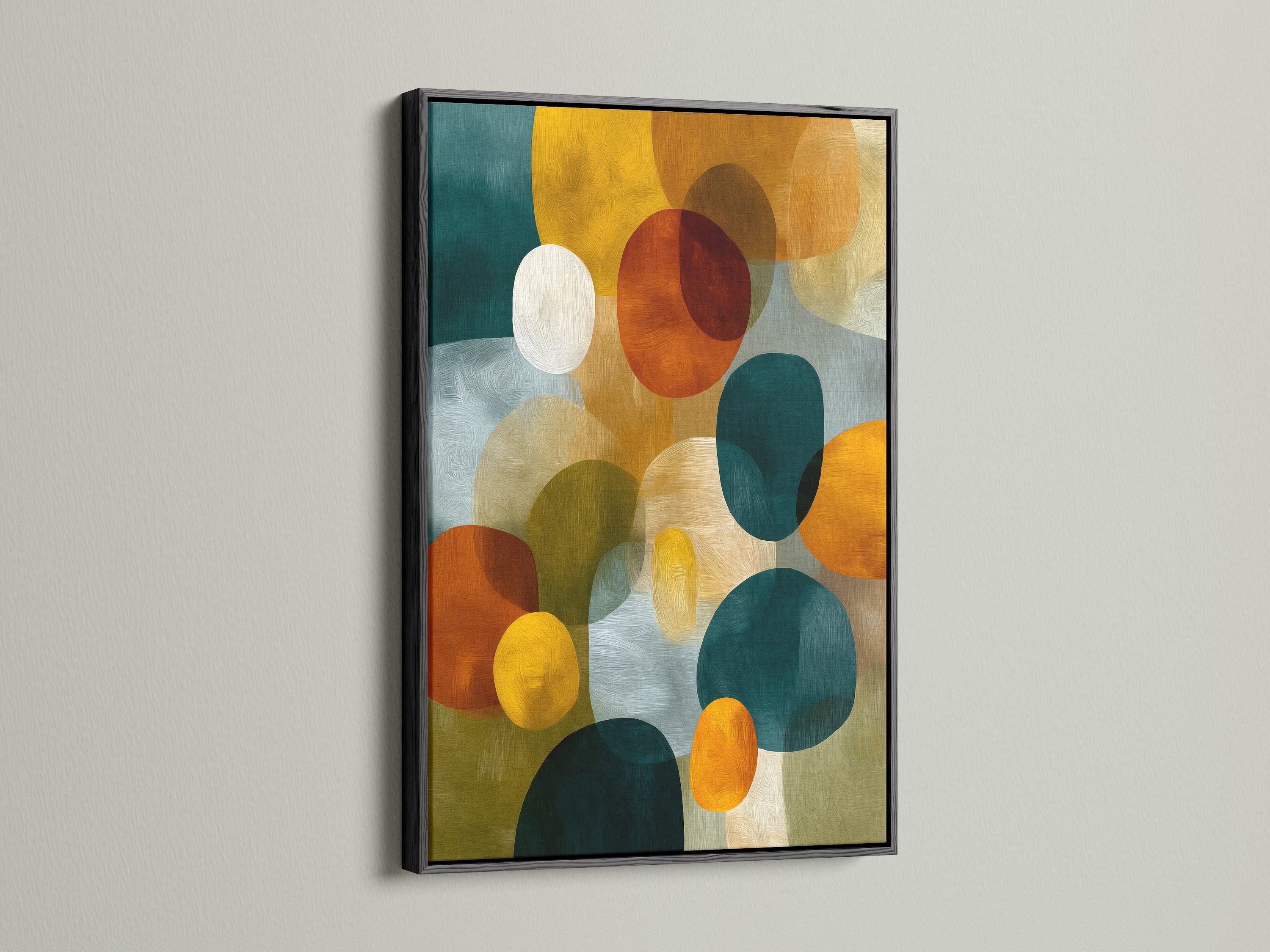 Abstract Geometric Canvas Print - Mid Century Modern Wall Art, Colorful Circles Artwork for Living Room Decor