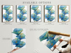Explore the available options for your blue floral artwork. Choose from stretched canvas prints fine art poster paper or a floating frame. Customize your teal flower poster to match your modern home decor perfectly.