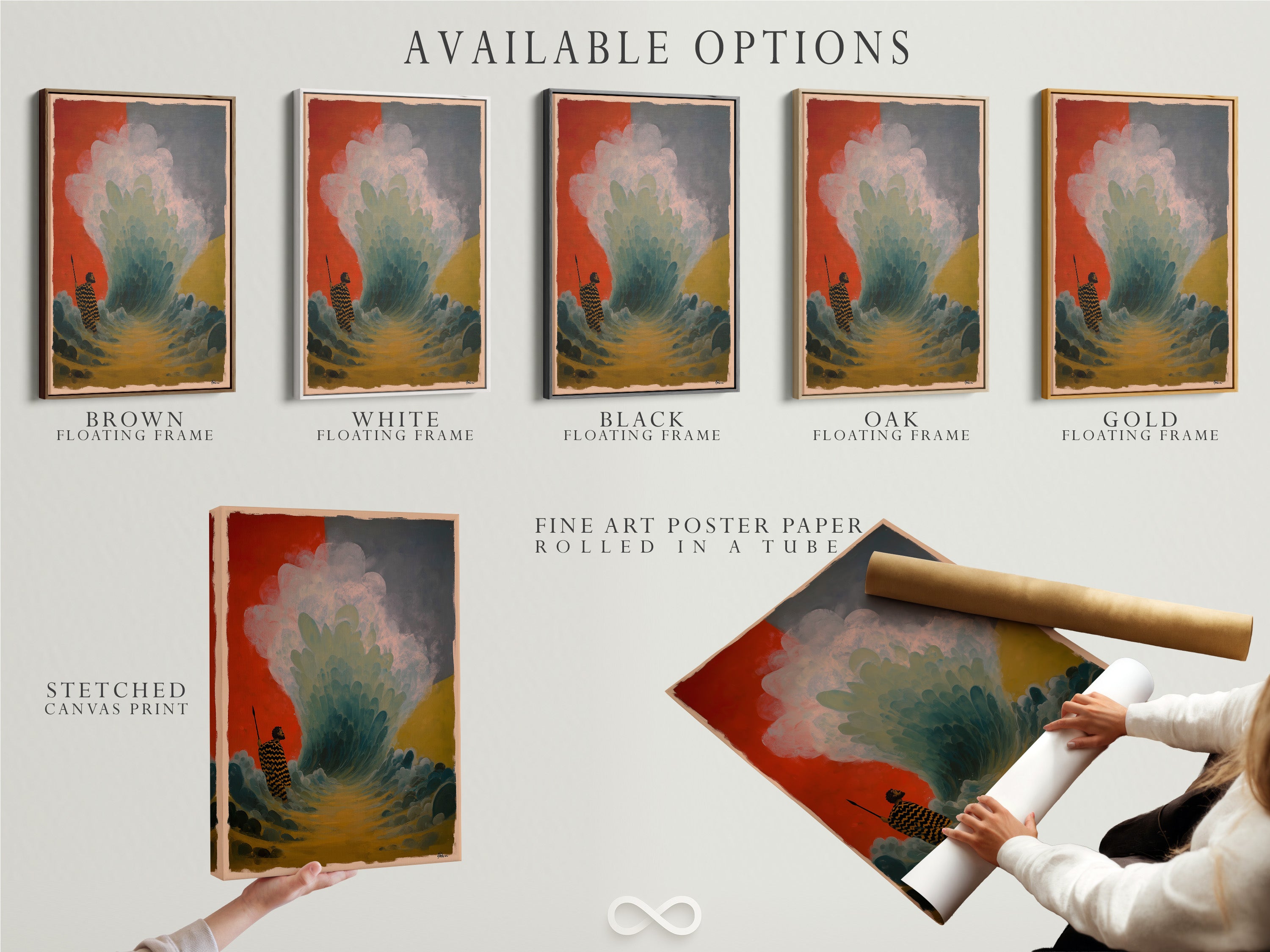Available options include a stretched canvas print fine art poster paper and floating frame. Customize your artwork to your liking. Select the perfect medium and frame. Create a unique piece that reflects your style. Personalize your art today.