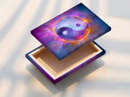 This image shows a stretched canvas print of Yin Yang artwork. The purple cosmic energy radiates beautifully. It's perfect for spiritual meditation and zen bedroom decor. Add balance and mindfulness.