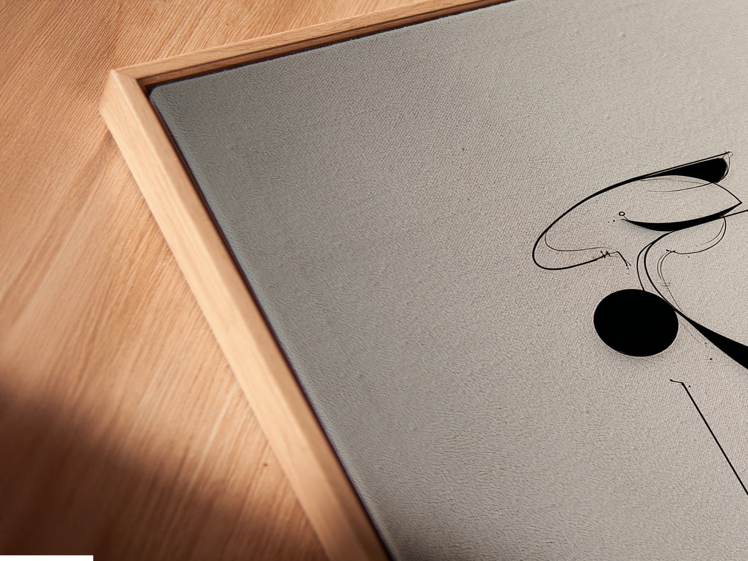 Get a close-up view of a canvas print in a floating frame. The floating frame gives a gallery-style look. It enhances the depth of the artwork. This is a modern and sophisticated way to display your canvas. Experience art in a new dimension.