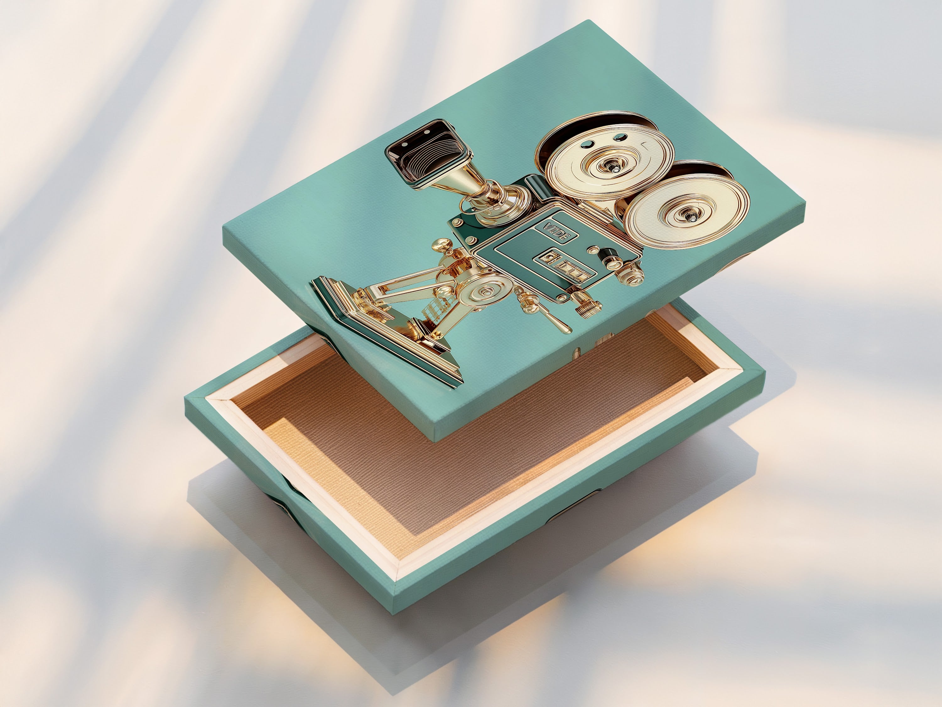 This is a stretched canvas print of a vintage camera artwork. The stretched canvas provides a gallery-worthy presentation. This is ready to hang and enjoy immediately. The canvas texture adds depth and dimension. This makes it a perfect choice for art lovers. The stretched canvas ensures the artwork remains taut and wrinkle-free.