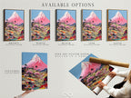 Discover available options for your Mount Fuji artwork. Choose between a stretched canvas print fine art poster paper or a floating frame. Tailor your artwork to match your personal style and decor. Enhance your space with Asian-inspired wall art.