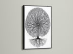 Tree of Life artwork with a black frame. This tree canvas print is a striking addition to any space. The minimalist tree art adds elegance. Suited for spas and wellness centers this spiritual decor promotes relaxation.
